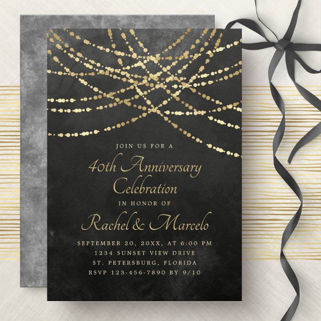 Invitation Anniversaire du Mariage d'or noir (Créateur téléchargé)