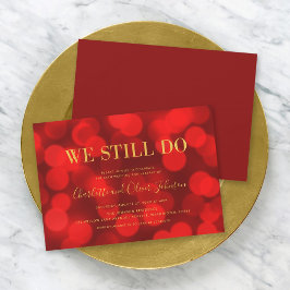 Invitation Anniversaire du Mariage d'or Ruby Red Bokeh