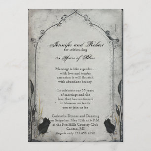 Invitation Anniversaire du Mariage gothique Rose noir Trellis