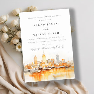 Invitation Anniversaire du Mariage Skyline de la ville de Chi