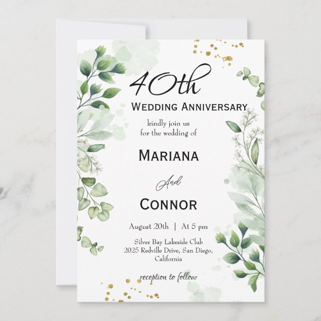 Invitation Anniversaire du Mariage Whimsical Boho Greenery (Devant)