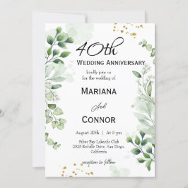 Invitation Anniversaire du Mariage Whimsical Boho Greenery