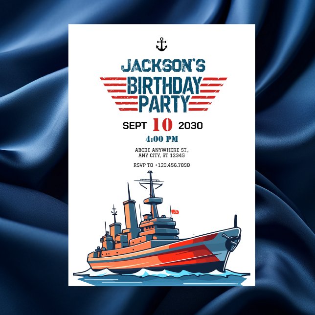 Invitation Anniversaire du navire de l'armée de mer (Créateur téléchargé)