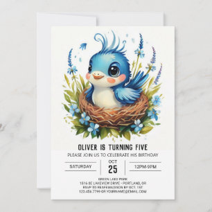 Invitation Anniversaire du nid d'oiseaux de la forêt de Songb