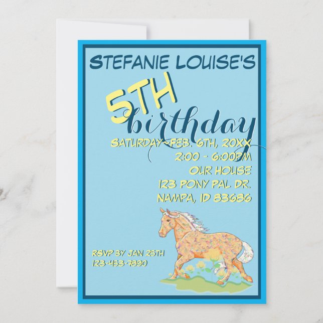 Invitation Anniversaire du Palomino orange III (bleu) (Dos)