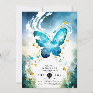Invitation Anniversaire du papillon bleu magique