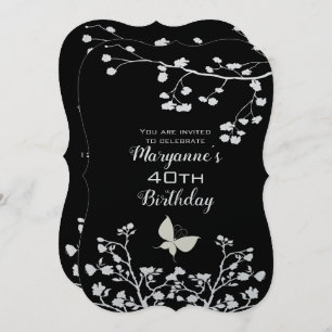 Invitation Anniversaire du papillon noir et blanc