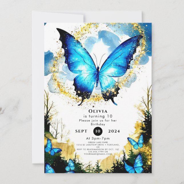 Invitation Anniversaire du papillon Pastel Boho (Devant)