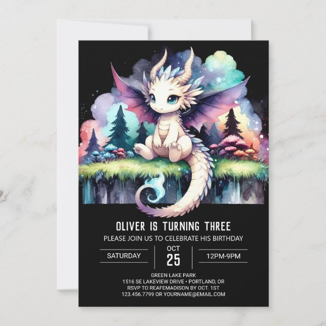 Invitation Anniversaire du Pastel Dragon sur mesure (Devant)
