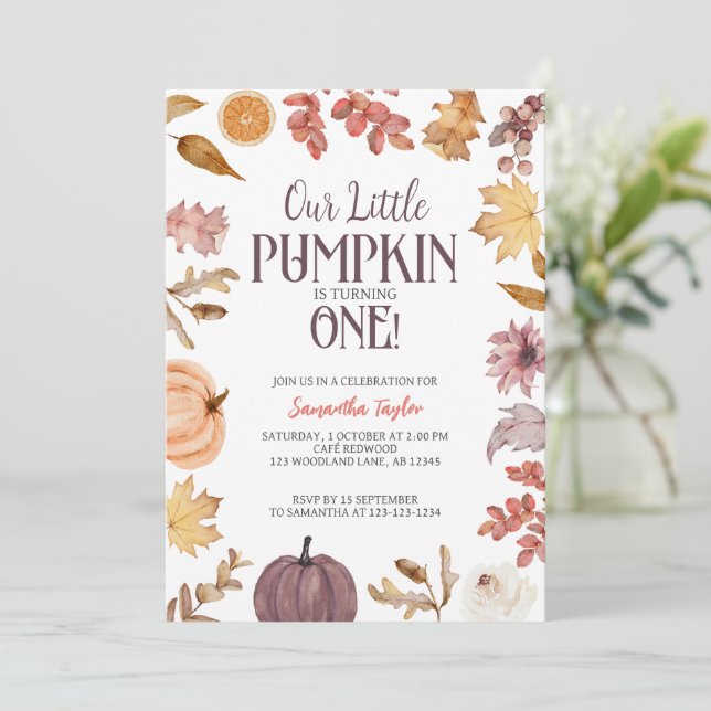 Invitation Anniversaire du petit Citrouille, automne 1er anni (Debout devant)