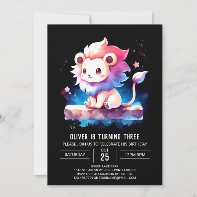 Invitation Anniversaire du petit lion adorable (Devant)