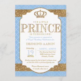 Invitation Anniversaire du Petit Prince Royal Light Blue Gold