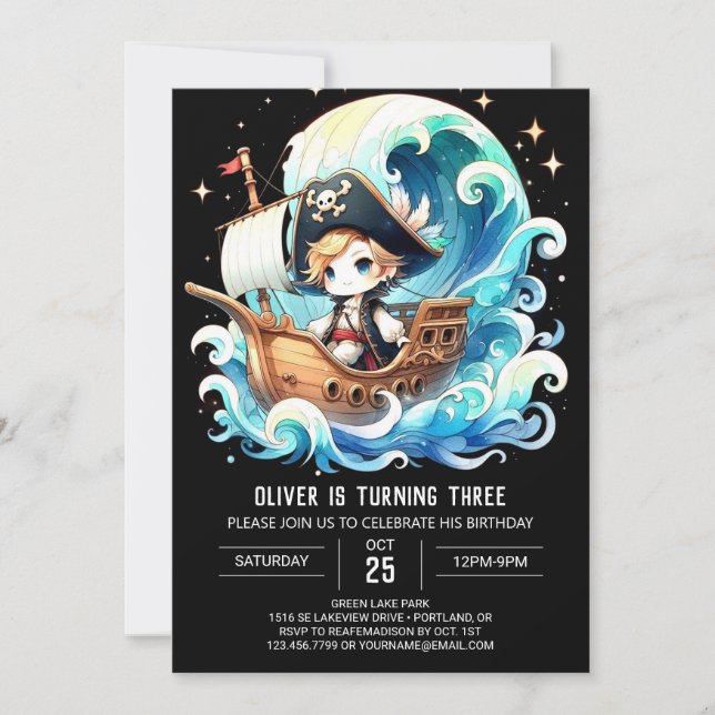Invitation Anniversaire du pirate majestueux (Devant)
