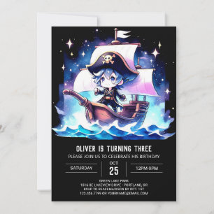 Invitation Anniversaire du pirate minimaliste magique