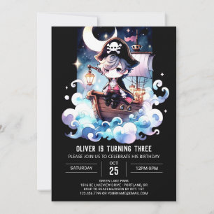 Invitation Anniversaire du pirate minimaliste magique