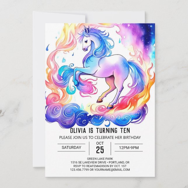 Invitation Anniversaire du Poney pour enfants moderne (Devant)