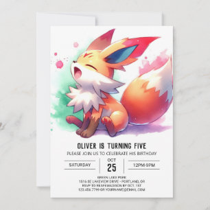 Invitation Anniversaire du renard personnalisé enchanté