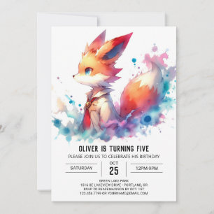Invitation Anniversaire du renard personnalisé enchanté