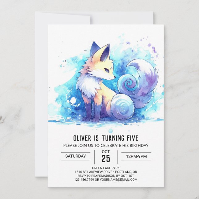 Invitation Anniversaire du renard pour enfants enchantés (Devant)