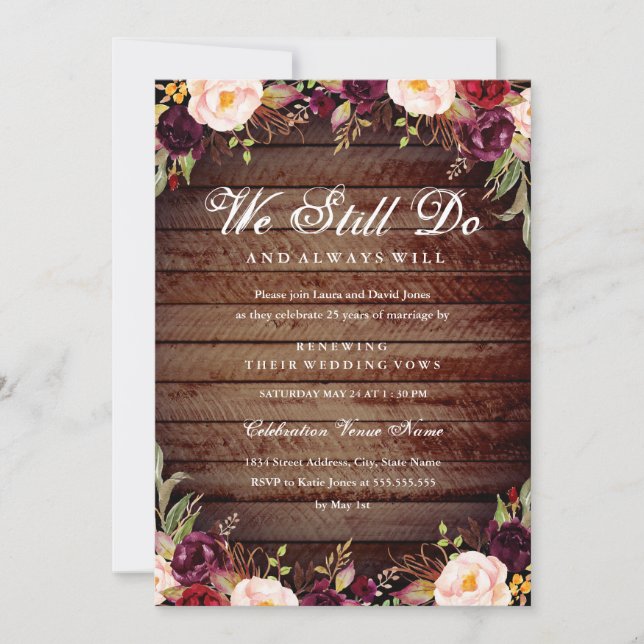Invitation Anniversaire du renouveau du Vow floral de Bourgog (Devant)