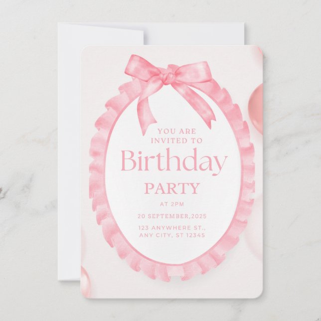 Invitation Anniversaire du Ruffle Rose (Devant)