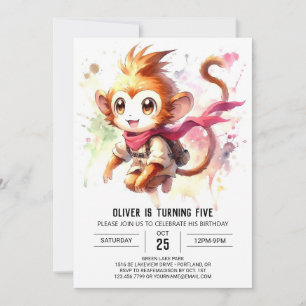 Invitation Anniversaire du singe amusant modifiable