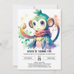 Invitation Anniversaire du singe des enfants enchantés