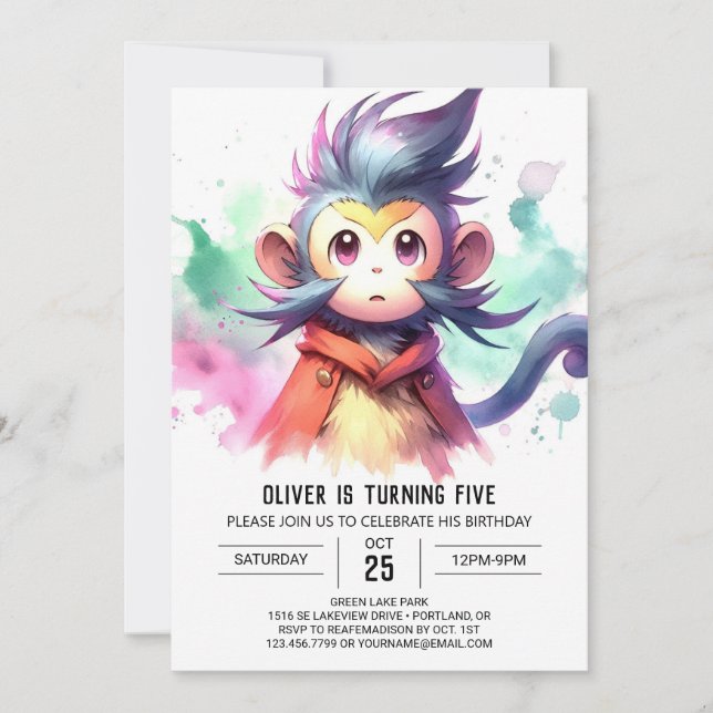 Invitation Anniversaire du singe en ligne (Devant)