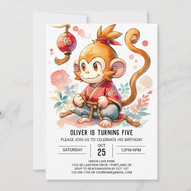 Invitation Anniversaire du singe en ligne (Devant)