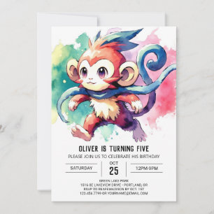 Invitation Anniversaire du singe numérique Boho