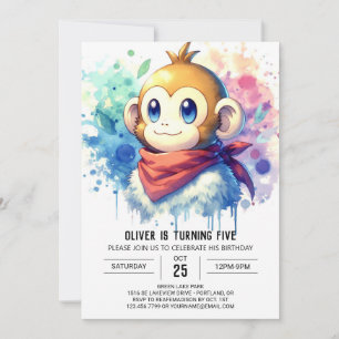 Invitation Anniversaire du singe rustique moderne