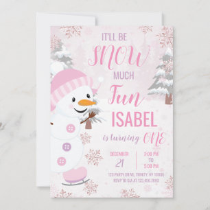 Invitation Anniversaire du Snowman rose