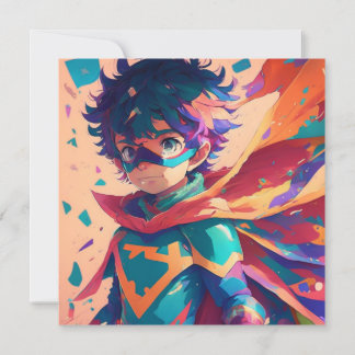 Invitation Anniversaire du Superhero Anime Rouge et Bleu