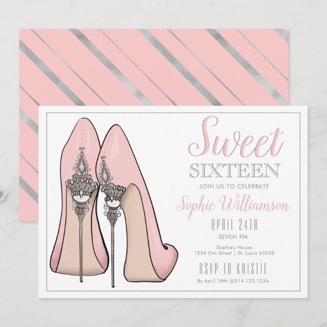 Invitation Anniversaire du sweet sixteen (Devant / Derrière)