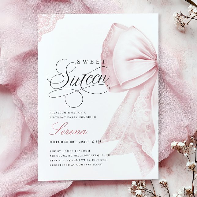 Invitation Anniversaire du Sweet sixteen de la Bow rose (Créateur téléchargé)