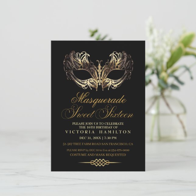 Invitation Anniversaire du Sweet sixteen mascarade (Debout devant)