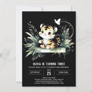 Invitation Anniversaire du tigre doux moderne