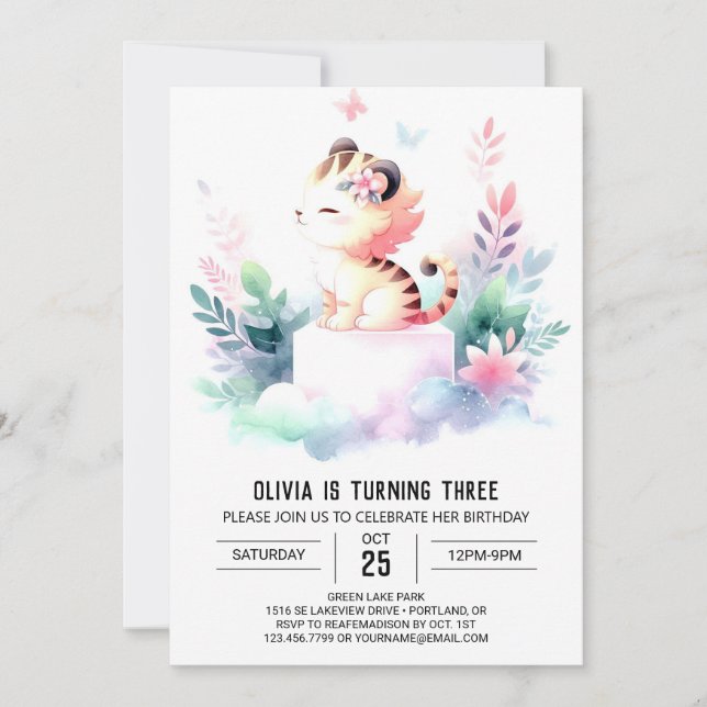 Invitation Anniversaire du tigre numérique personnalisé (Devant)
