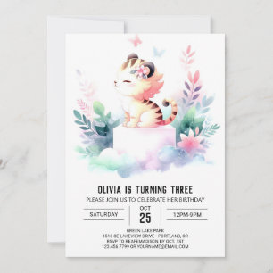 Invitation Anniversaire du tigre numérique personnalisé
