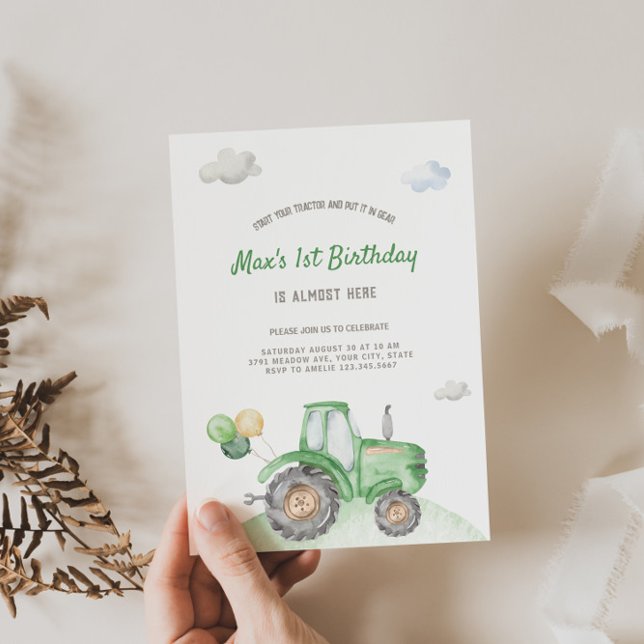 Invitation Anniversaire du Tracteur mignon (Créateur téléchargé)