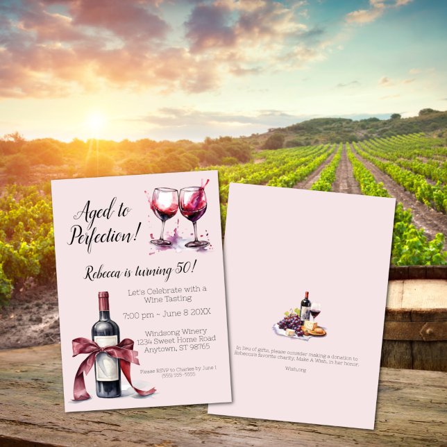Invitation Anniversaire du vin personnalisable (Front and Back)