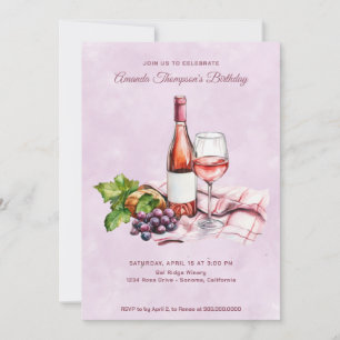 Invitation Anniversaire du vin rose