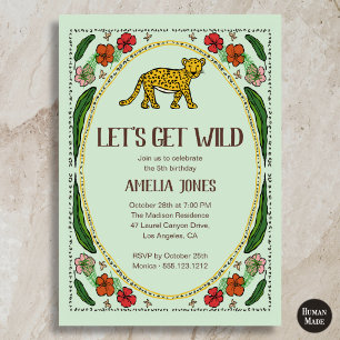 Invitation Anniversaire d'un adorable jaguar sauvage