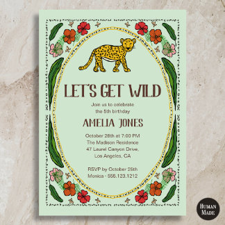 Invitation Anniversaire d'un adorable jaguar sauvage