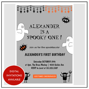 Invitation Anniversaire effrayant de 1 an pour Halloween