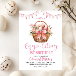 Invitation Anniversaire Eggciting Rose Pâle