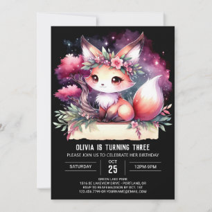 Invitation Anniversaire Elegant Boho Fox
