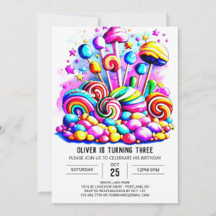 Invitation Anniversaire élégant de Candy Boho