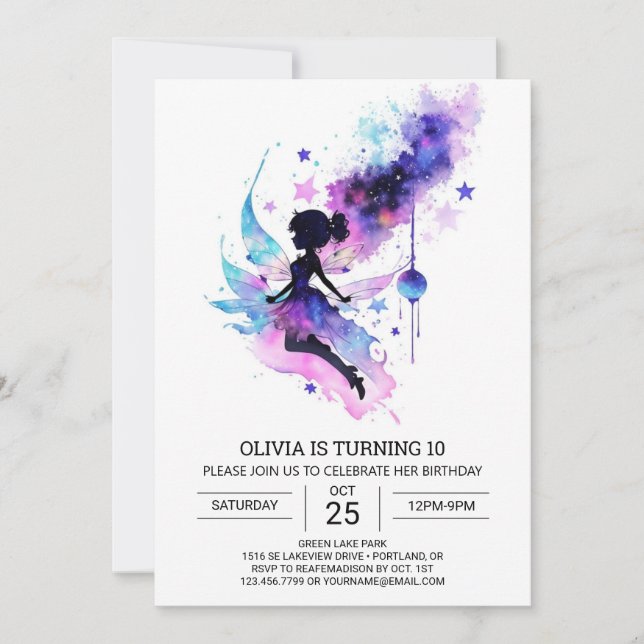 Invitation Anniversaire élégant de la forêt enchantée (Devant)