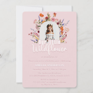 Invitation Anniversaire élégant de notre petit Fleur sauvage